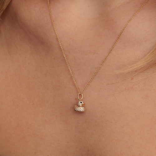 Gold & Diamond 3D Rubber Duck Charm