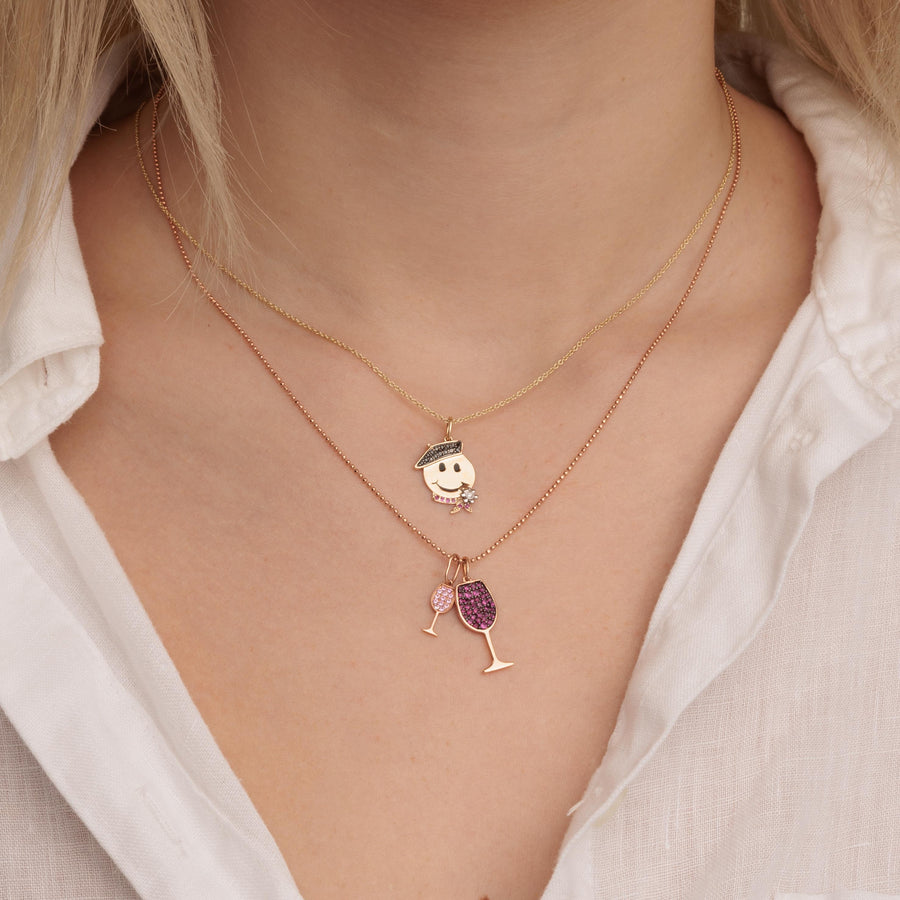 Gold & Diamond French Happy Face Charm - Sydney Evan Fine Jewelry