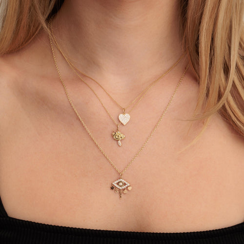 Gold & Diamond Eye Icon Fringes Charm