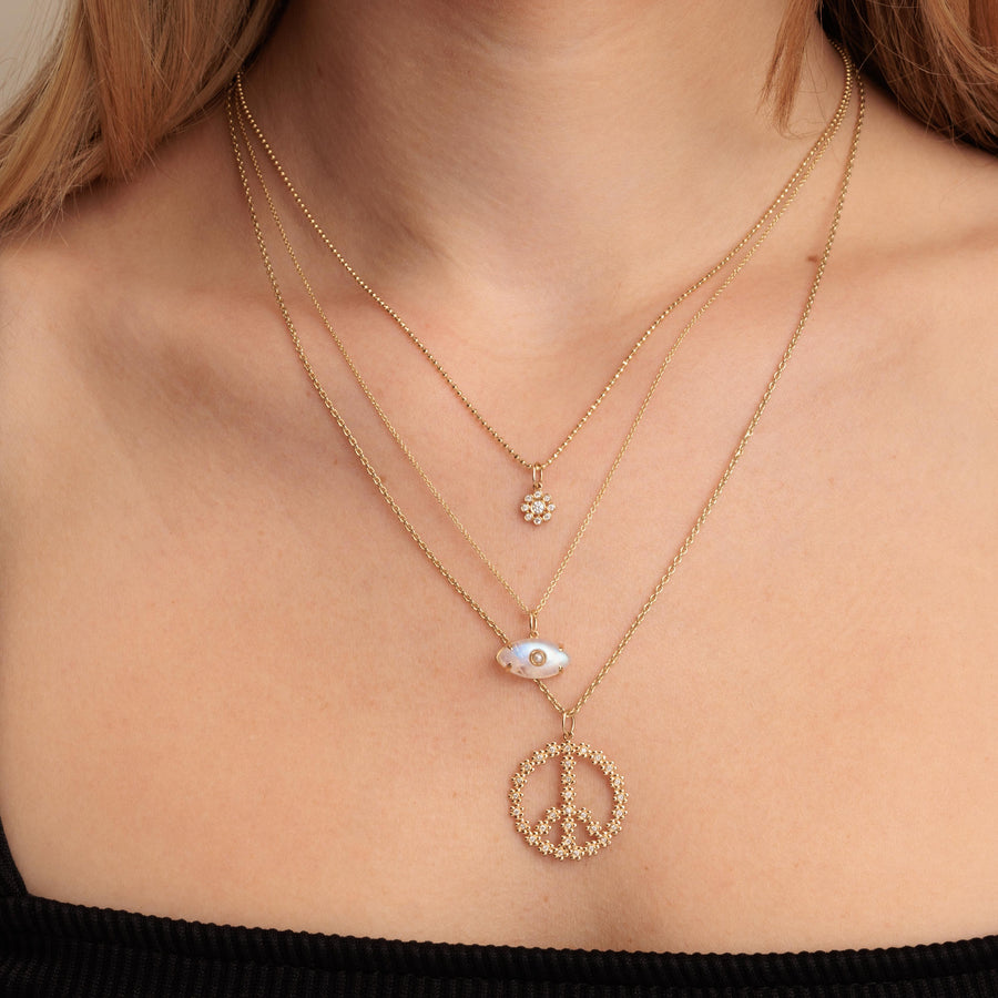 Gold & Diamond Tiny Daisy Peace Sign Charm - Sydney Evan Fine Jewelry