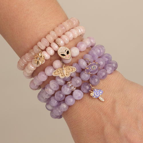 Gold & Diamond Celestial Enamel Mushroom on Lavender Amethyst