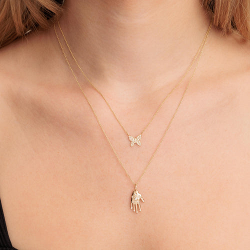 Gold & Diamond Mini Butterfly Necklace