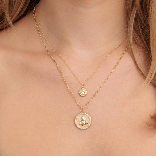 Gold & Diamond Tiny Sitting Buddha Coin Charm