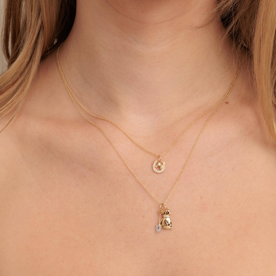 Gold & Diamond Small Horse Horseshoe Charm - Sydney Evan Fine Jewelry
