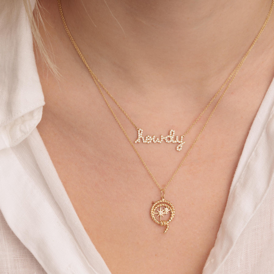 Gold & Diamond Howdy Script Necklace - Sydney Evan Fine Jewelry