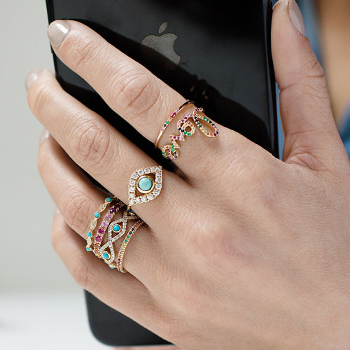 Gold & Rainbow 7-Stone Ring