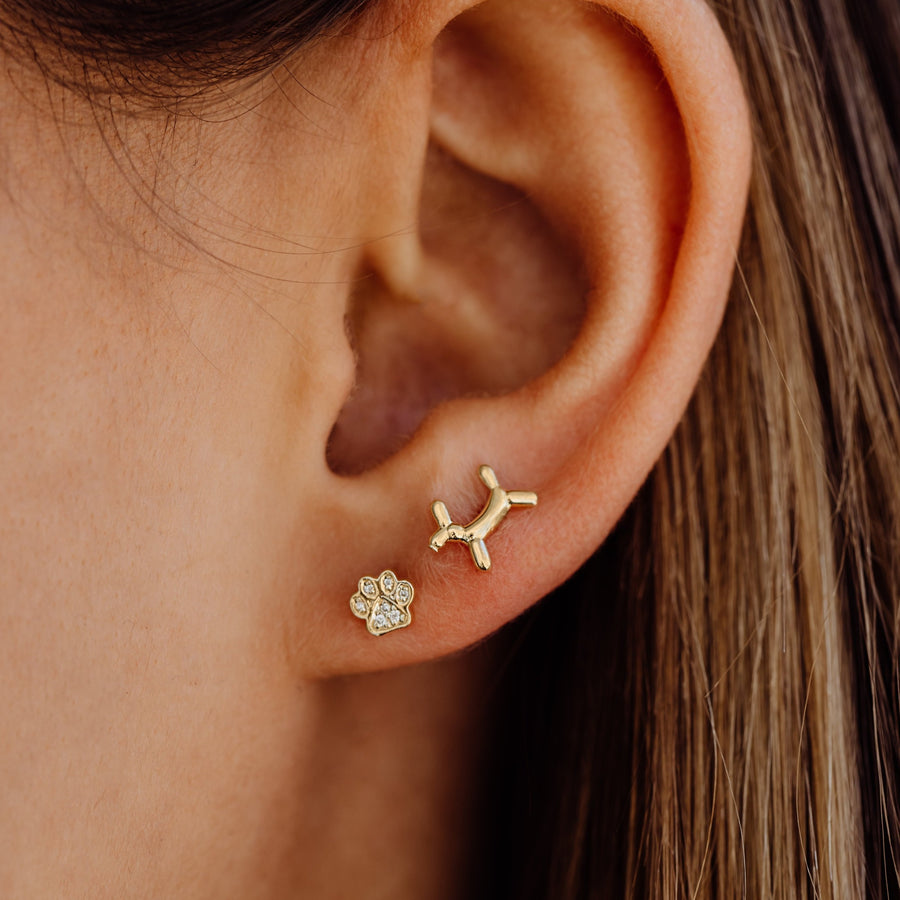 Gold Balloon Dog Stud - Sydney Evan Fine Jewelry