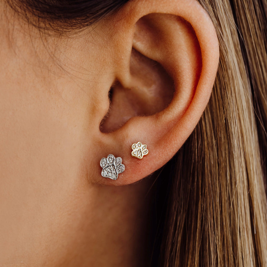 Gold & Diamond Small Paw Stud - Sydney Evan Fine Jewelry