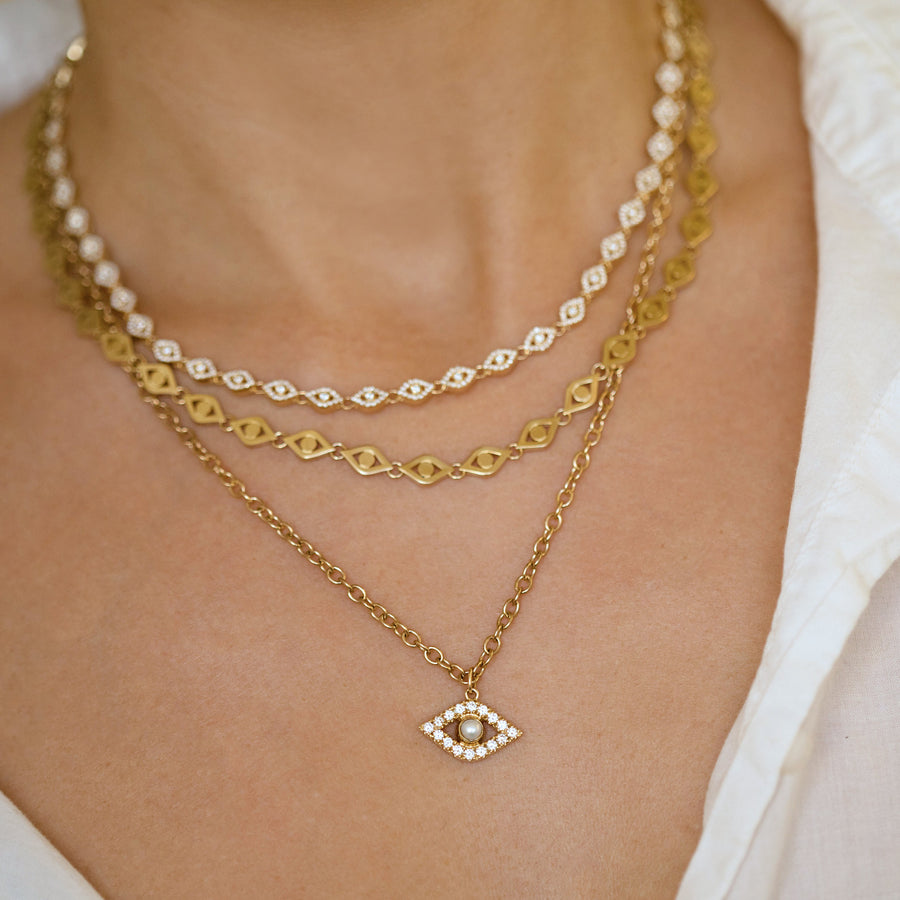Pure Gold Medium Eye Link Necklace - Sydney Evan Fine Jewelry