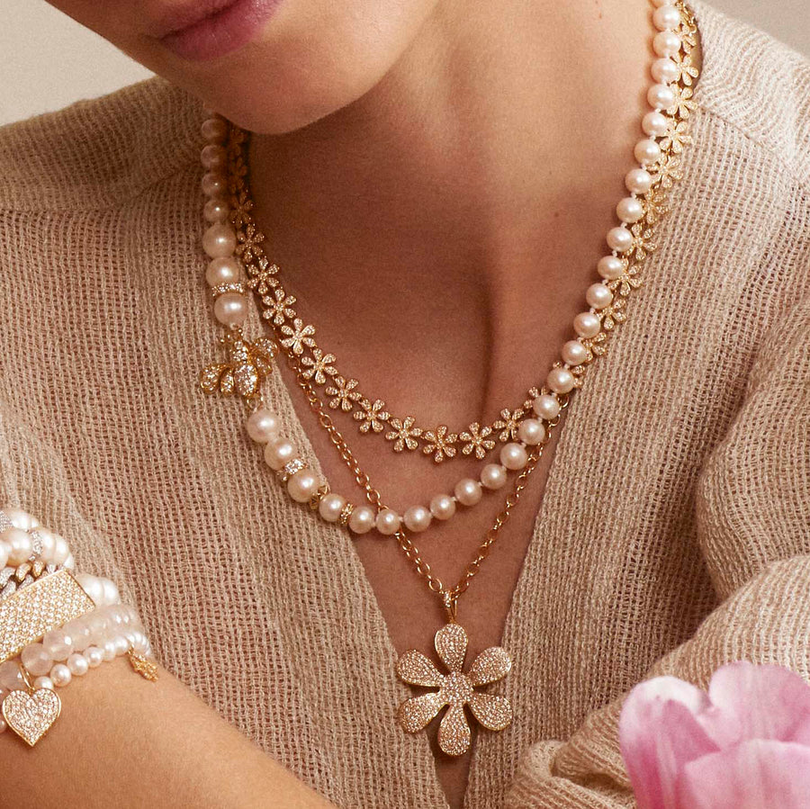 Gold & Diamond Extra Large Daisy Necklace - Sydney Evan Fine Jewelry