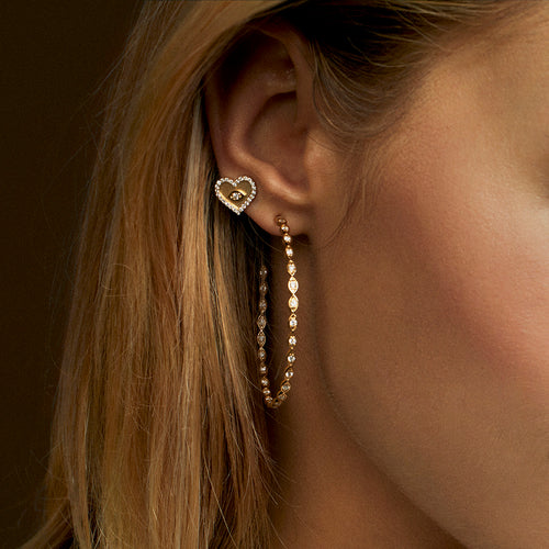 Gold & Diamond Marquise Eye Large Hoops