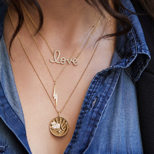 Gold & Diamond Large Lightning Bolt Charm