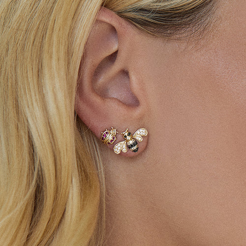 Gold & Diamond Bee Stud