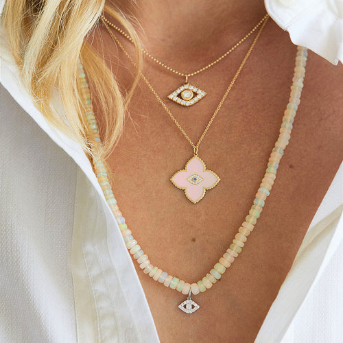 Gold & Bezel Diamond Eye Moroccan Flower Charm