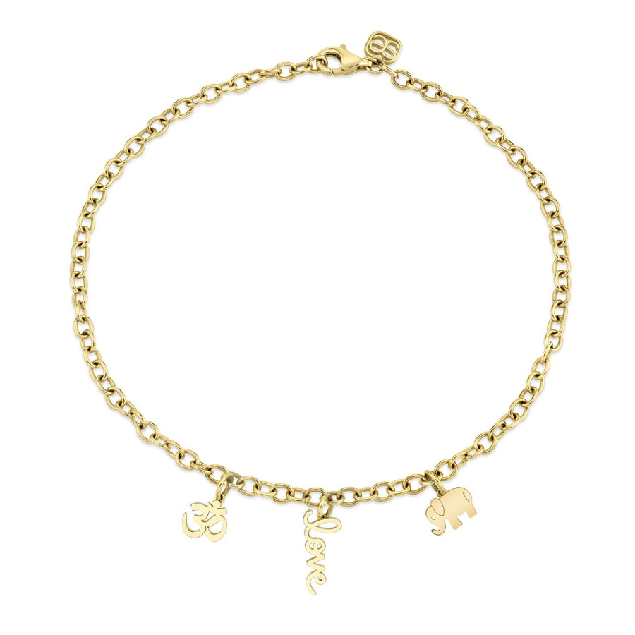 Pure Gold Multi-Charm Anklet - Sydney Evan Fine Jewelry