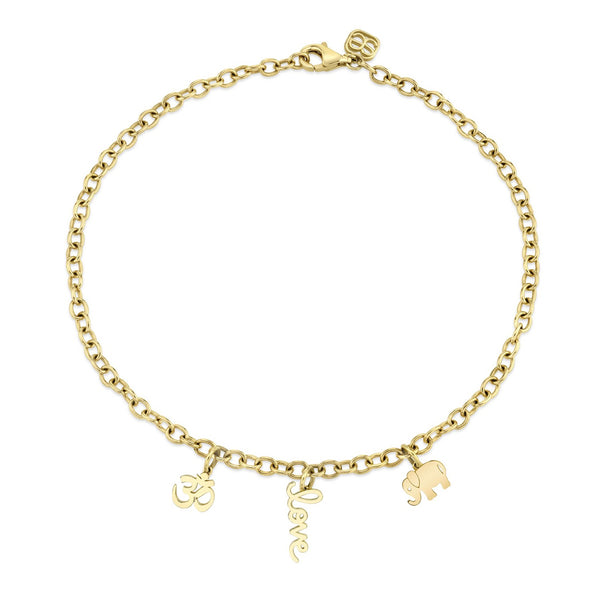Shop Sydney Evan 14k Pure Gold Multi-Charm Anklet