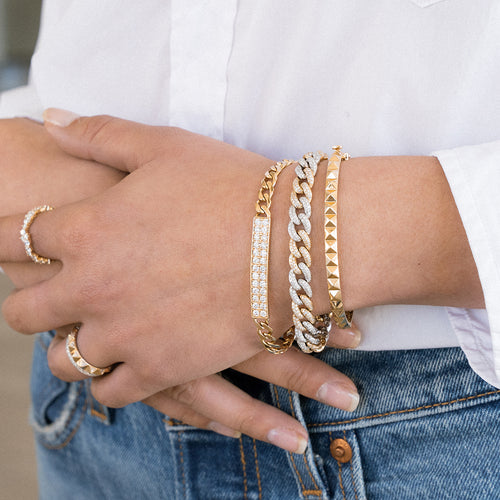 Gold & Diamond Id Bar Bracelet