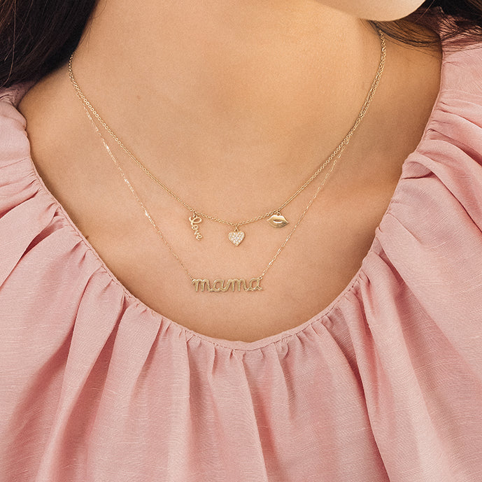 Pure Gold Mama Script Necklace - Sydney Evan Fine Jewelry
