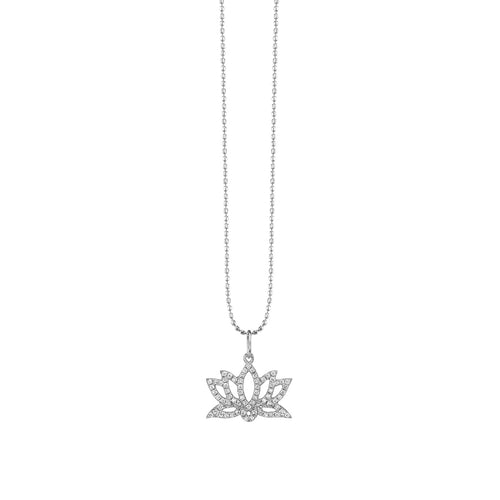Gold & Diamond Pave Lotus Charm