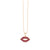 Gold & Ruby Small Lips Charm