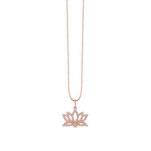 Gold & Diamond Pave Lotus Charm