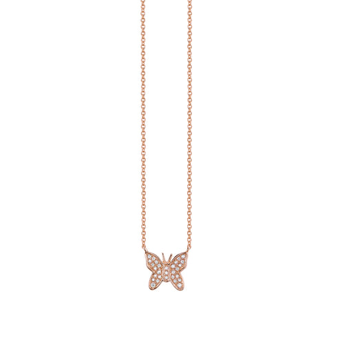 Gold & Diamond Mini Butterfly Necklace