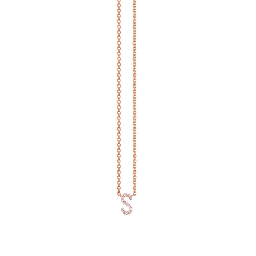 Gold & Diamond Small Initial Necklace