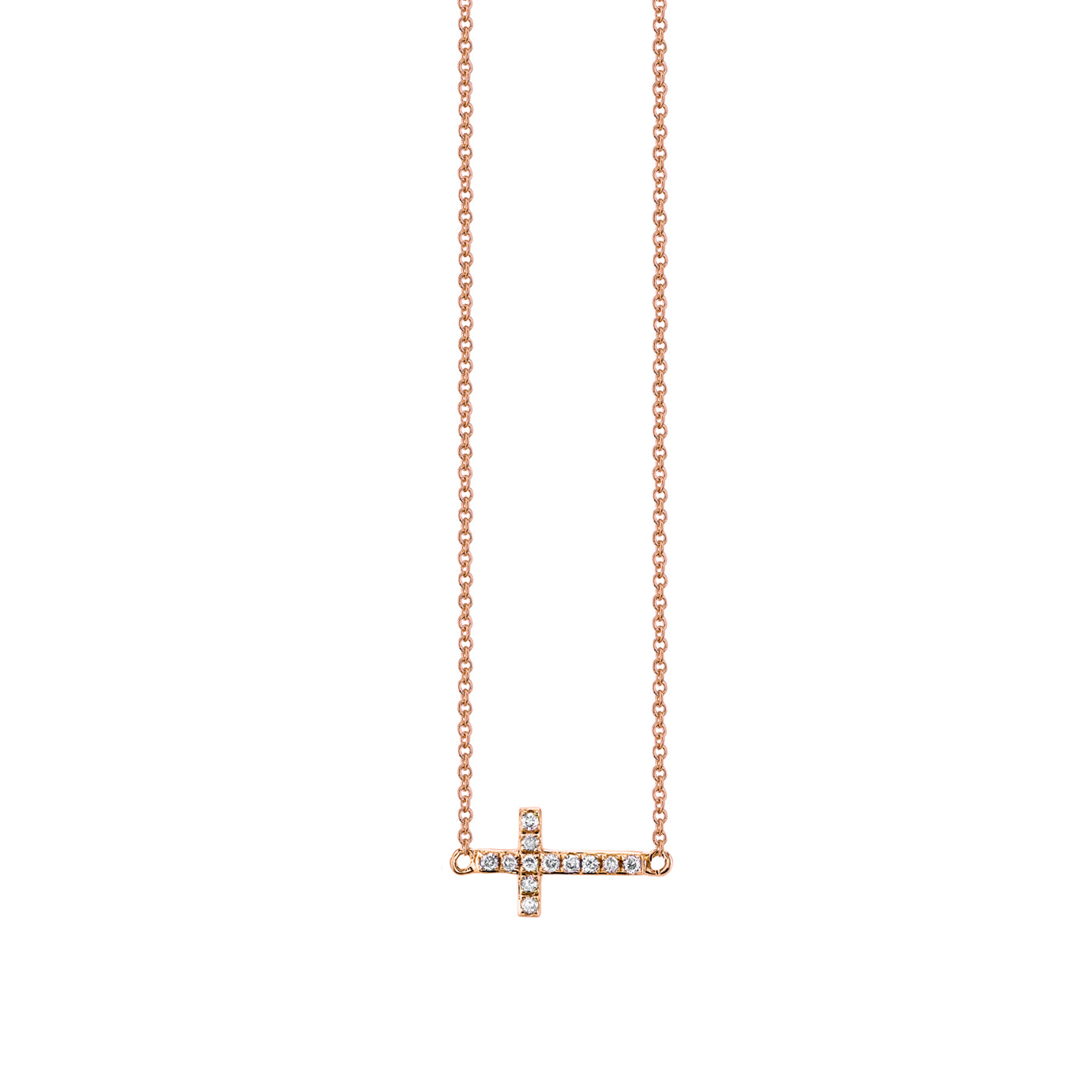 Shop Sydney Evan 14kGold Pavé Diamond Small Sideways Cross Necklace