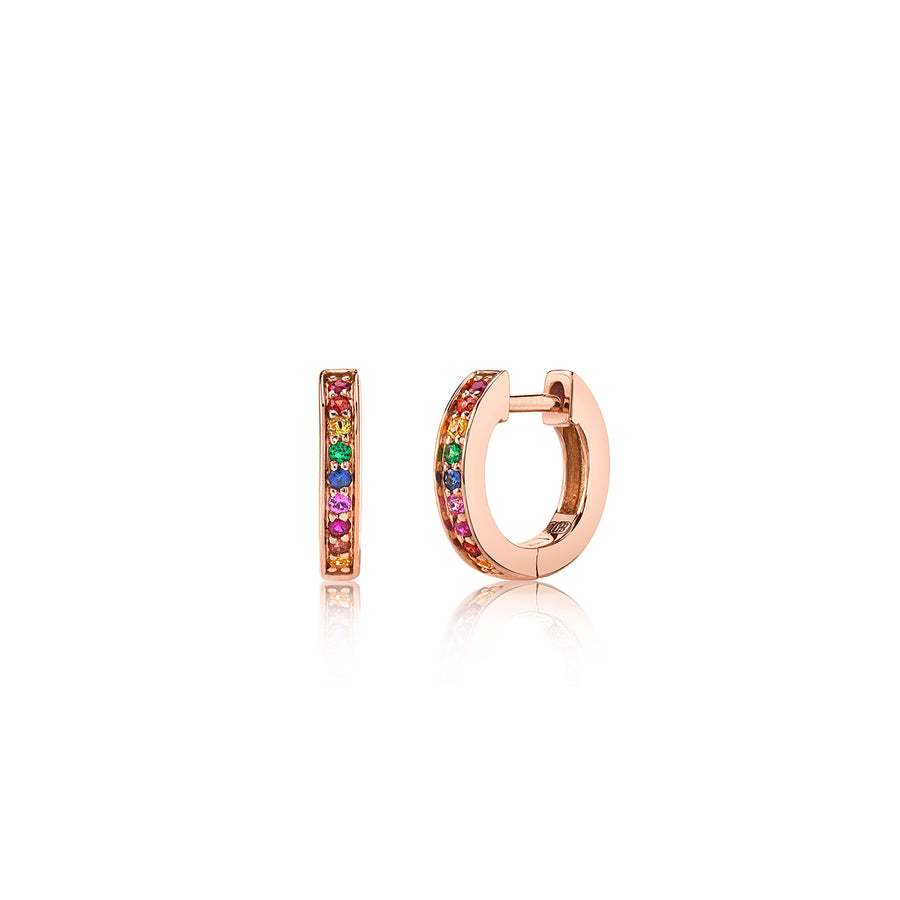 Gold Rainbow Huggie Hoops - Sydney Evan Fine Jewelry