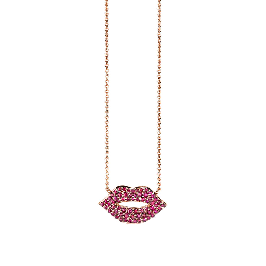Gold & Ruby Lips Necklace - Sydney Evan Fine Jewelry