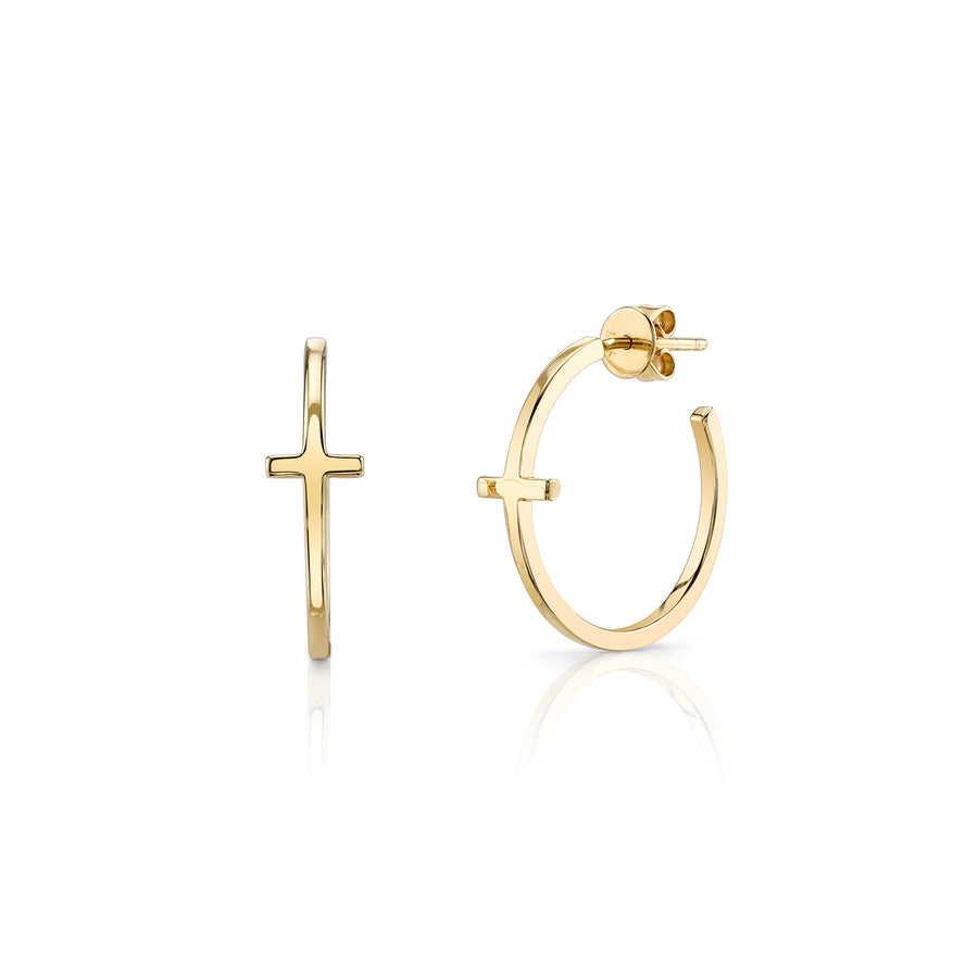 Pure Gold Cross Hoops - Sydney Evan Fine Jewelry