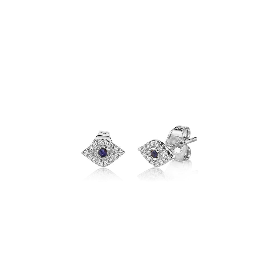 Gold & Diamond Mini Bezel Eye Stud - Sydney Evan Fine Jewelry