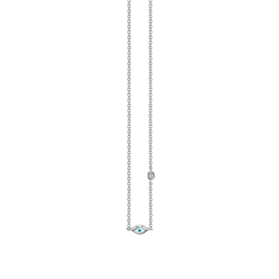 Gold Mini Enamel Eye Necklace with Bezel-Set Diamond - Sydney Evan Fine Jewelry