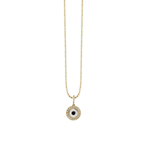 Gold & Diamond Small Enamel Round Eye Charm