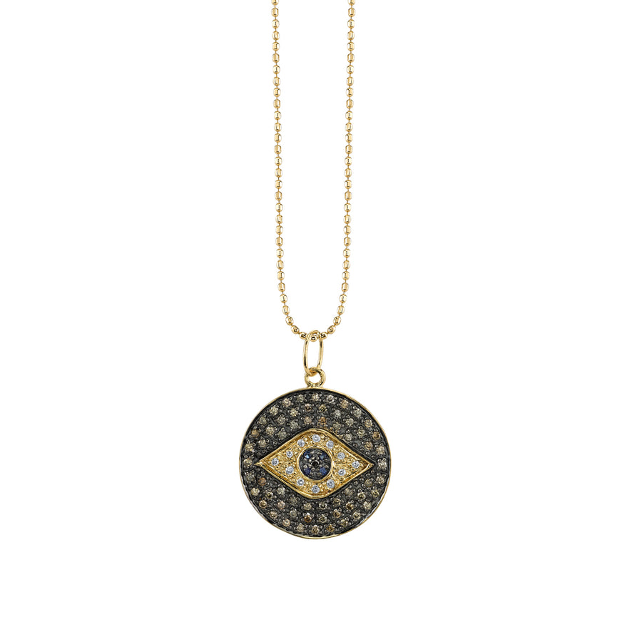 Men's Collection Gold & Diamond Large Evil Eye Medallion Charm - Sydney Evan Fine Jewelry