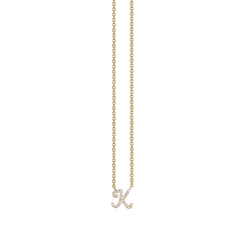 Gold & Diamond Small Initial Necklace