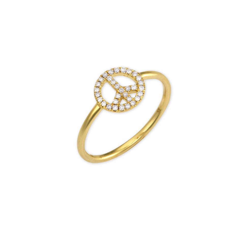Gold & Diamond Peace Sign Ring - Sydney Evan Fine Jewelry