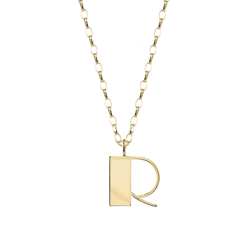 Pure Gold Large Initial Necklace