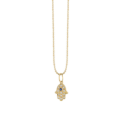 Gold & Diamond Mini Hamsa Charm