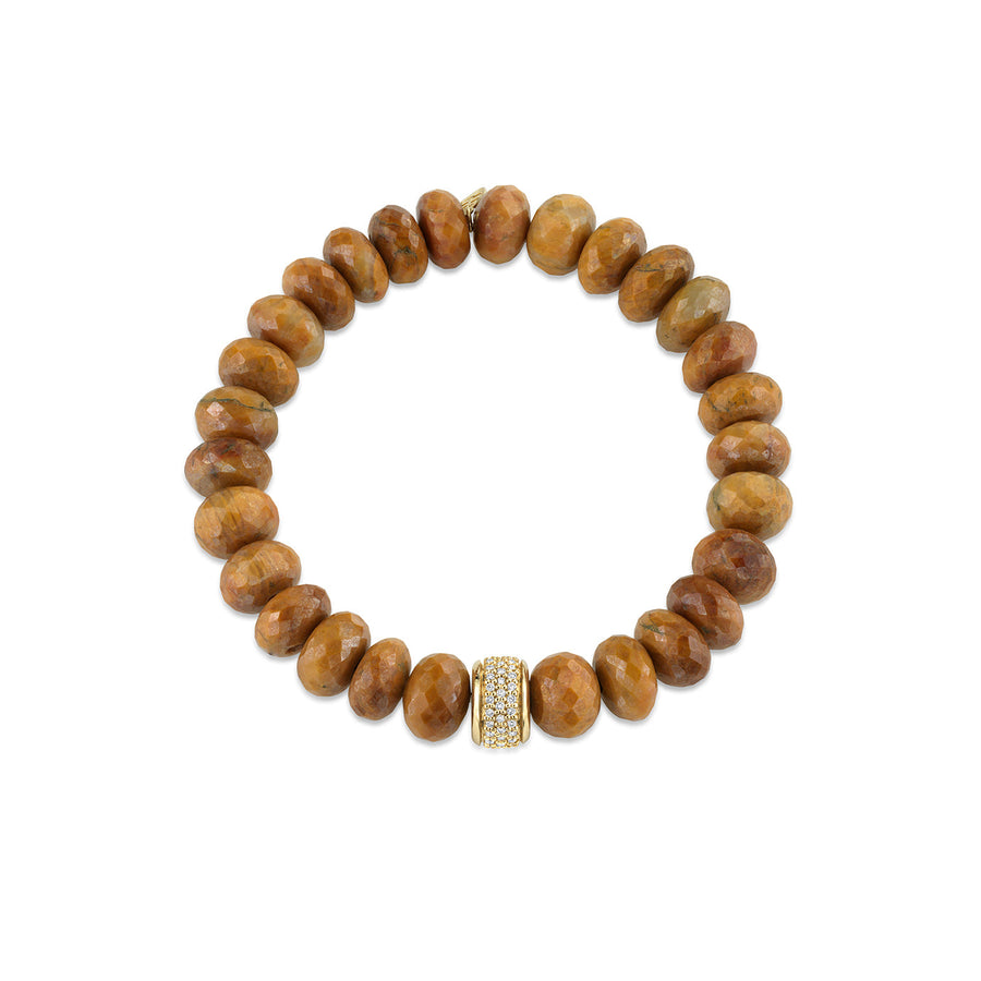 Men's Collection Gold & Diamond Rondelle on Mystic Tiger Eye - Sydney Evan Fine Jewelry
