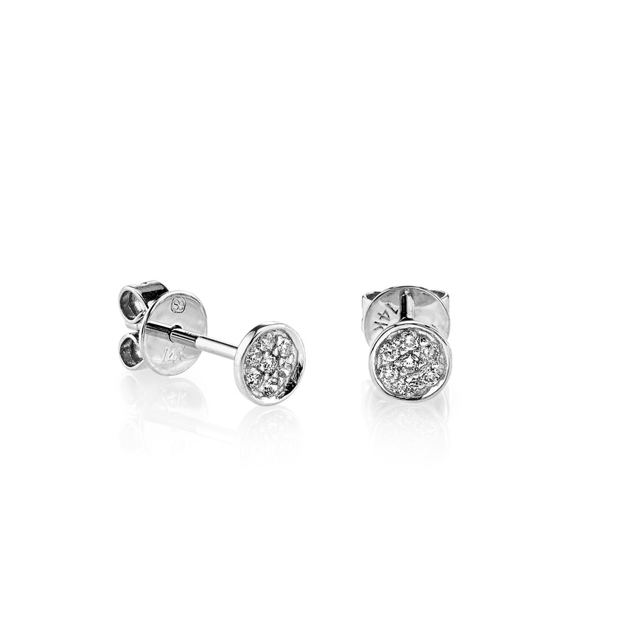 Gold & Diamond Pave Tiny Disc Stud - Sydney Evan Fine Jewelry