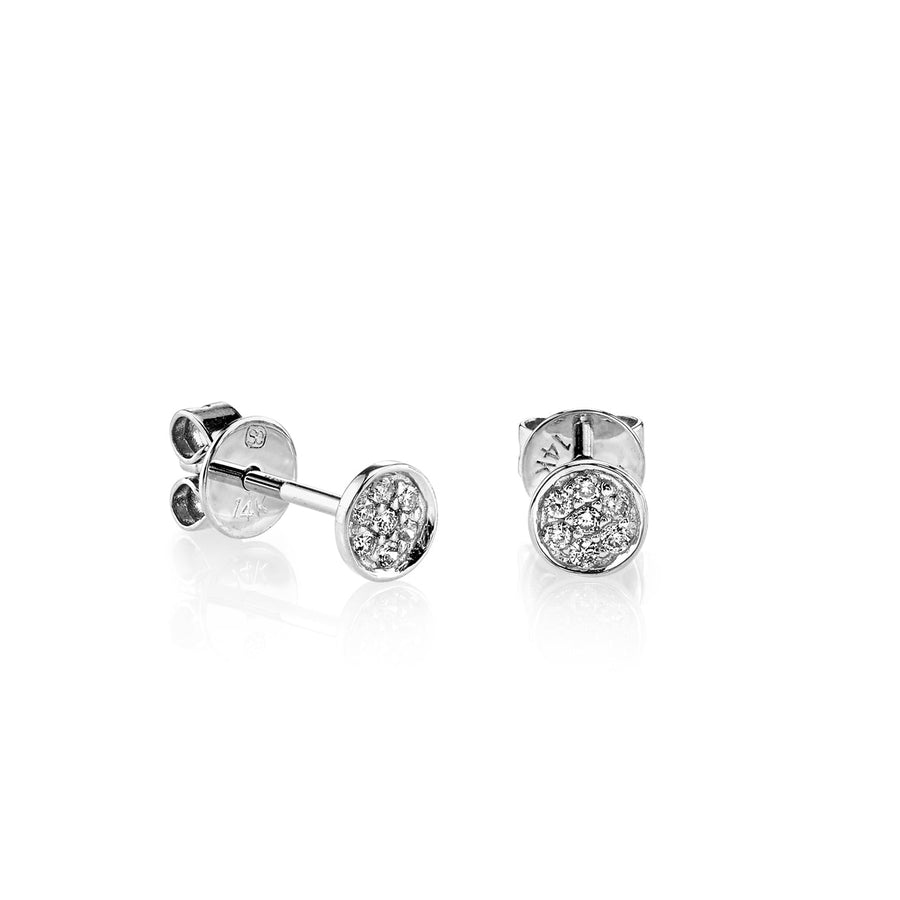 Kids Collection Gold & Diamond Pave Tiny Disc Stud - Sydney Evan Fine Jewelry