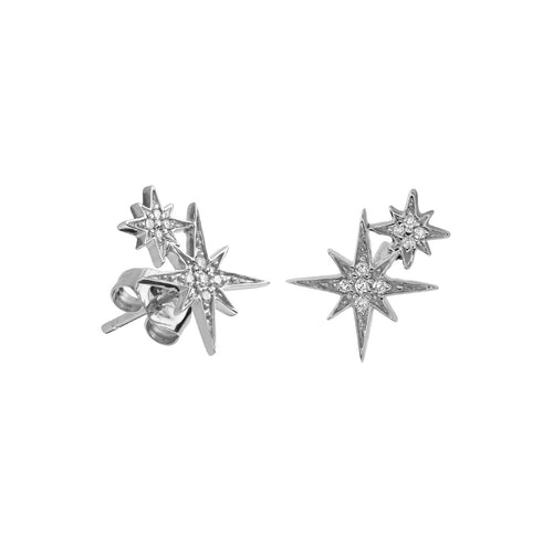 Gold & Diamond Double Starburst Stud