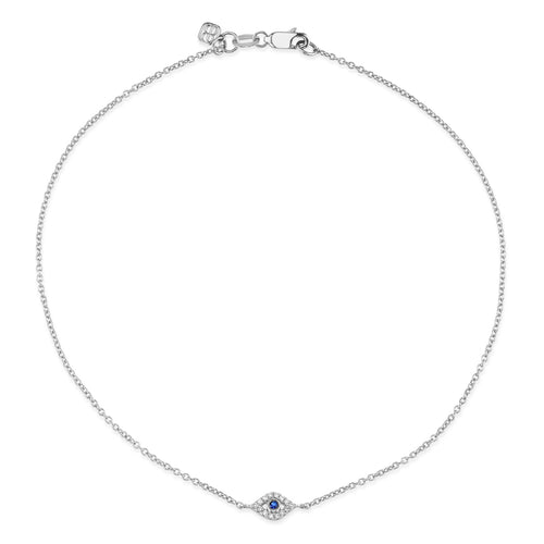 Gold Bezel Sapphire & Diamond Small Eye Anklet