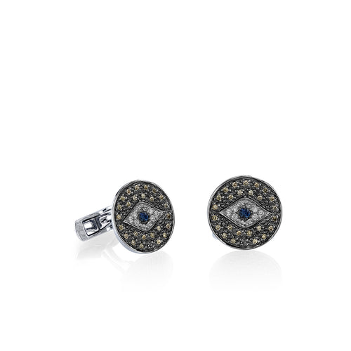 Men's Collection Gold & Diamond Eye Cufflinks
