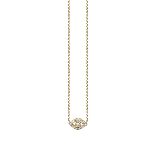 Gold & Diamond Small Bezel Eye Necklace