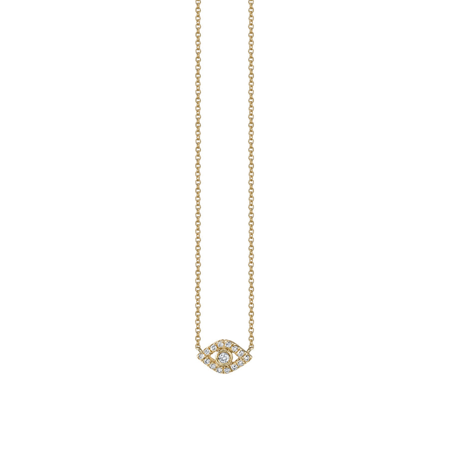 Gold & Diamond Mini Bezel Eye Necklace - Sydney Evan Fine Jewelry