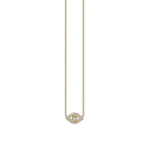 Kids Collection Gold & Diamond Small Bezel Eye Necklace
