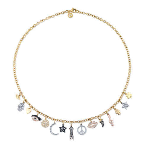 Gold & Diamond Multi-Charm Necklace