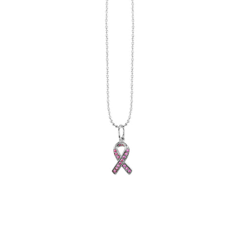 Gold & Pink Sapphire Awareness Ribbon Charm